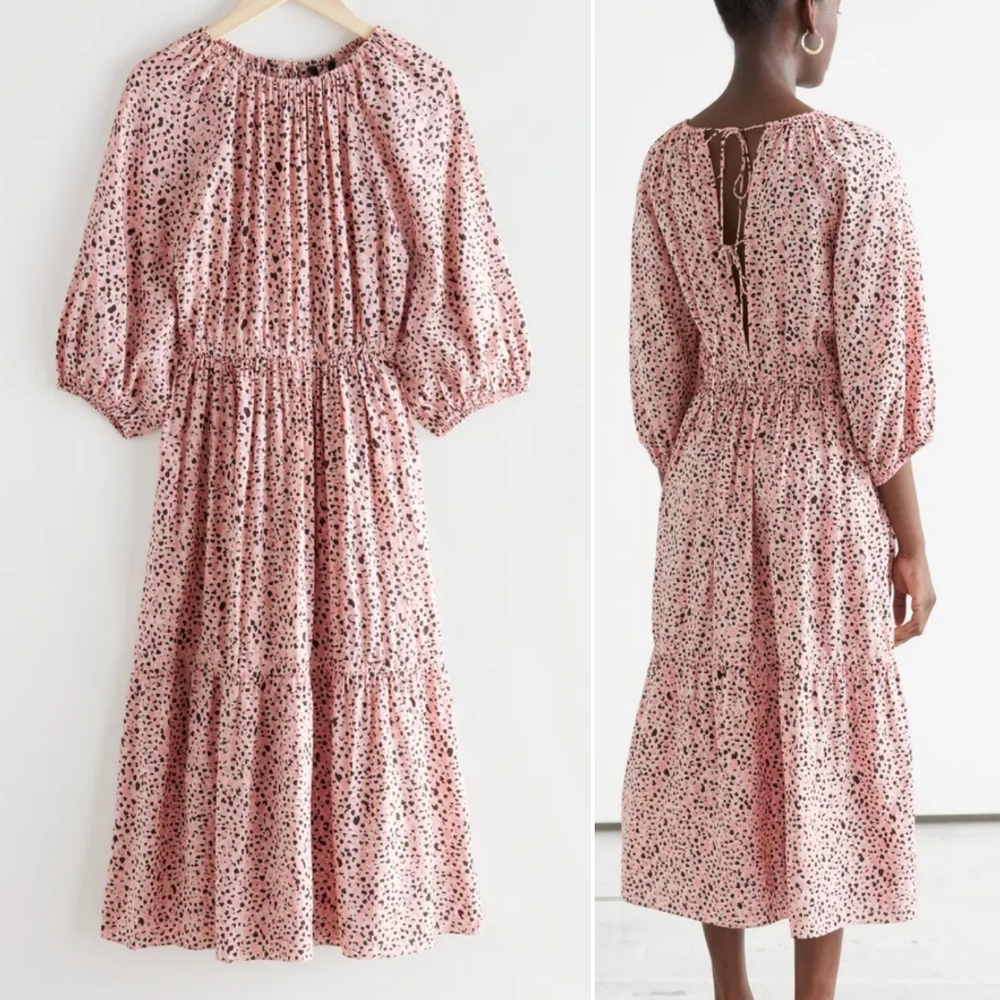 &Other Stories x Stockholm Atelier Midi Dress Voluminous Raglan Sleeve Tiered XS